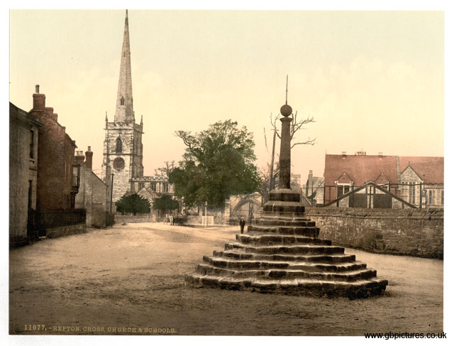 DBY_Repton_Cross_11077_church_and_school_Derbyshire